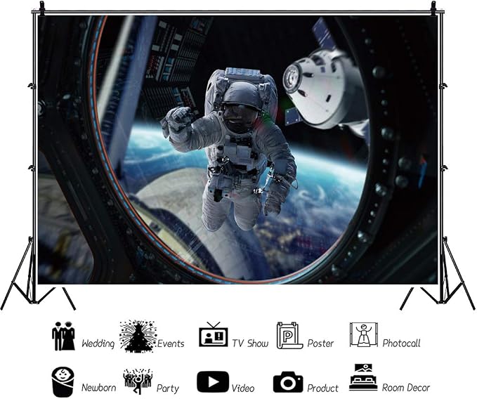 Leyiyi 5x4ft Astronaut Working Backdrop Planetarium Banner Space Station Universe Explore Shuttle Spacecraft Asteroid Travel Photo Background Kids Adventure Portrait Shoot Studio Vinyl Prop Wallpaper