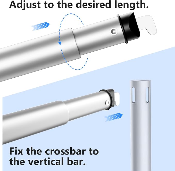 SLOW DOLPHIN 10ft-4ft Adjustable Crossbar Pipe and Drape Hardware for Event Decoration, Backdrops, Photobooths, Tradeshow