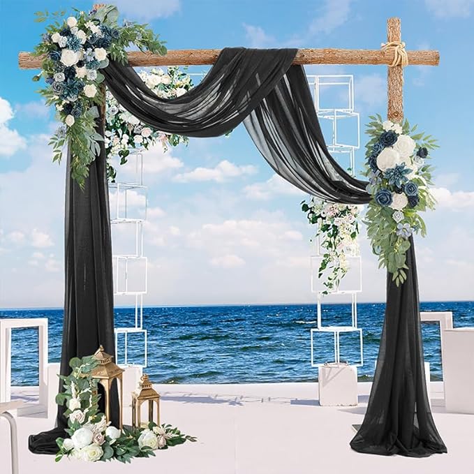 YYCRAFT Chiffon Fabric by The Yard 59" Wide 2 Yards, Black