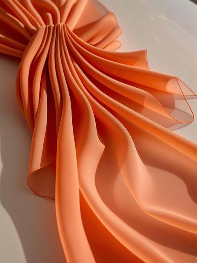 New Star Fabrics Chiffon Fabric, Continuous 60" Wide (30ft) Sheer Material, 100% Soft Polyester, Ideal for Wedding, Party, Event Decor, Draping, and Dresses (Orange, 10 Yards)