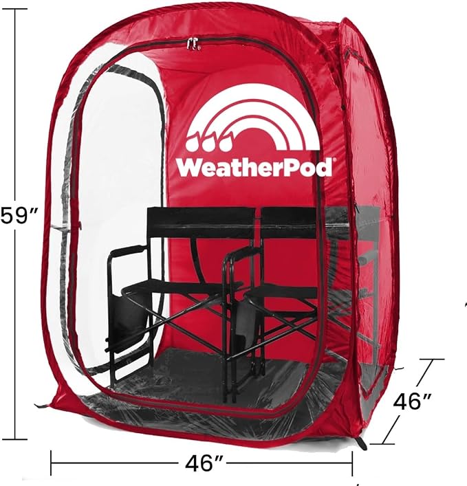 WeatherPod® Pop-Up Sports Tent 1-2 Person – Instant Setup MyPod™ Original Shark Tank All-Weather Shelter for Outdoor Sports, Rain, Wind & Cold