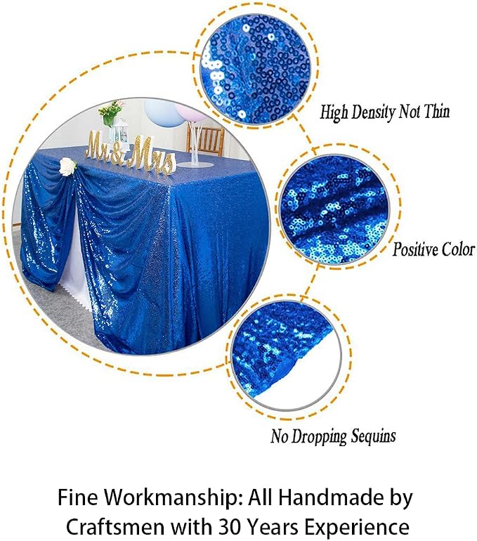 ShiDianYi 50''x72'' Royal Blue Sequin Tablecloth Wedding Table Cloth Sparkle Sequin Linens Glitz Party Table Cloth Sequin Cake Tablecloth