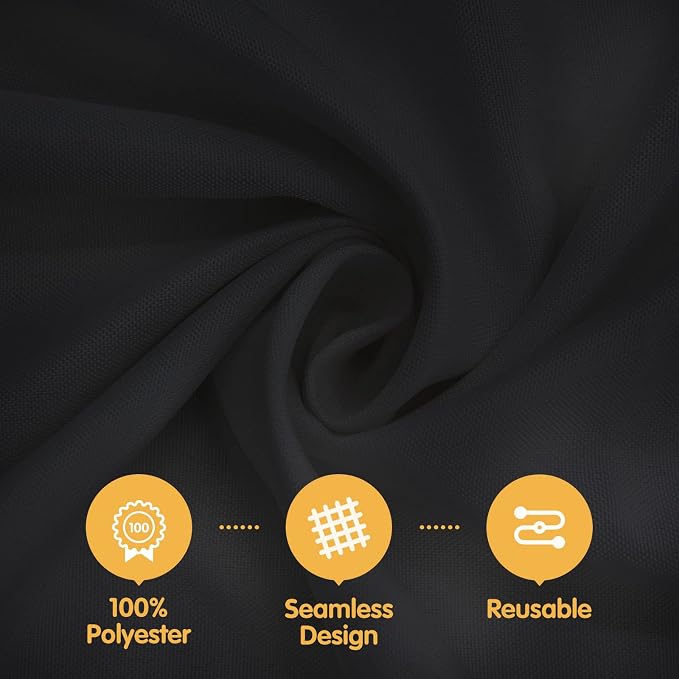BRILLMAX 10 Pack Black Tablecloths 70 x 120 Inch for 6ft & 8ft Rectangle Tables - 150 GSM Polyester Fabric, Universal Fit, Water, Stain & Wrinkle Resistant Cloth Cover for Wedding Reception Banquet