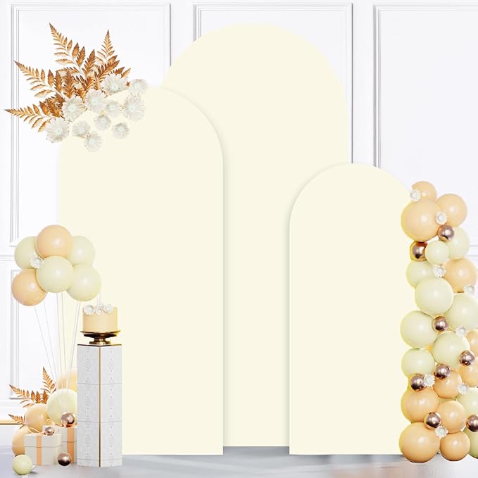 MODFUNS Ivory Arch Cover 4&5&6ft Wedding Arch Cover Set of 3 Spandex Arch Stand Covers Double Sided Stretchy Backdrop Covers for Wedding Ceremony Party Banquet Decoration