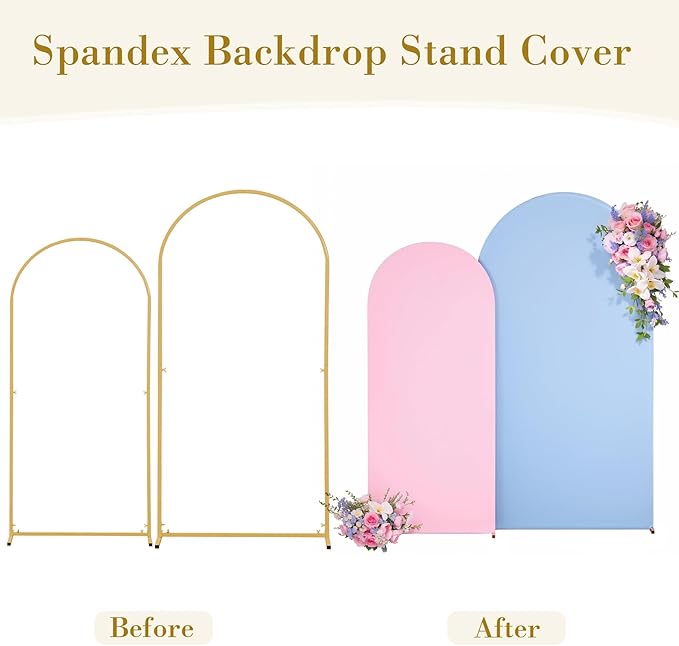 Pink and Blue Arch Cover 2 Set- 7.2 and 6ft Gender Reveal Arch Backdrop Cover Spandex Arch Stand Covers for Baby Shower Boys or Girls Birthday Party Banquet Photo Background Decorations