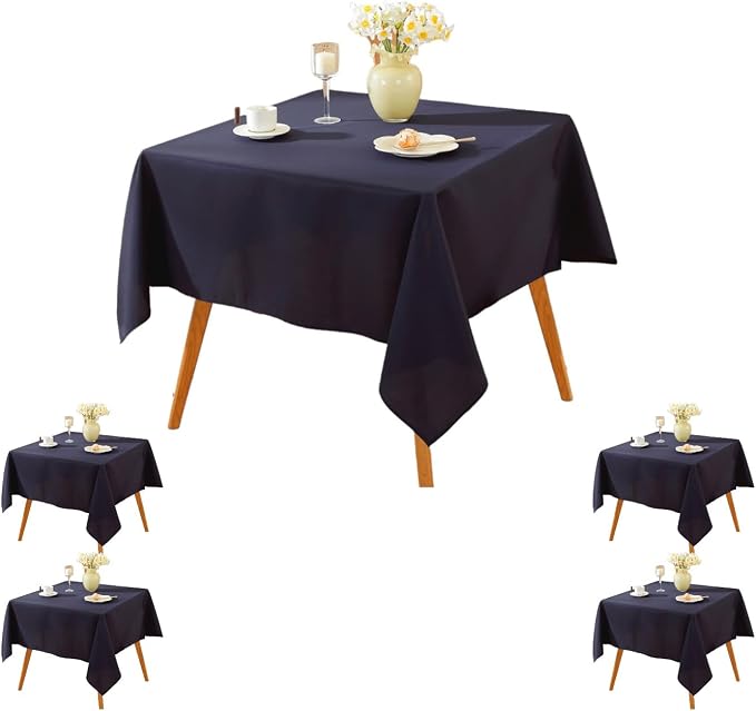 5 Pack Square Tablecloth 70 x 70 Inch Navy Blue Tablecloth, Polyester Fabric Washable Table Cloth for Home, Party, Wedding or Restaurant Use.