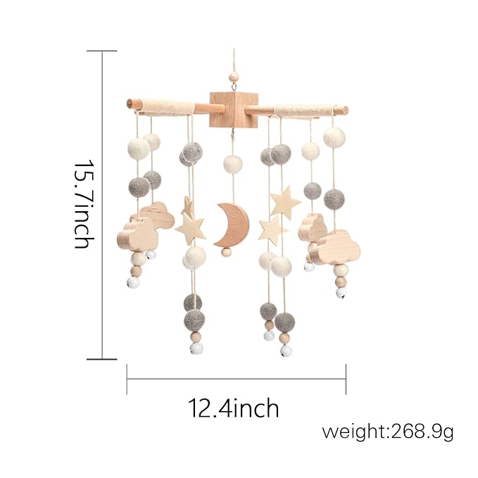 Baby Mobile for Crib | Baby Crib Nursery Mobile Star Moon for Baby Boys and Girls | Boho Nursery Decor | Baby Shower Set for Infant Bedroom Hanging Decoration