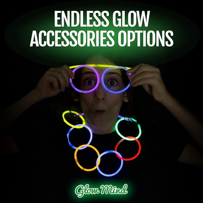 300 Ultra Bright Glow Sticks Bulk - Halloween Glow in the Dark Party Supplies Pack - 8" Glowsticks Party Favors with Bracelets and Necklaces
