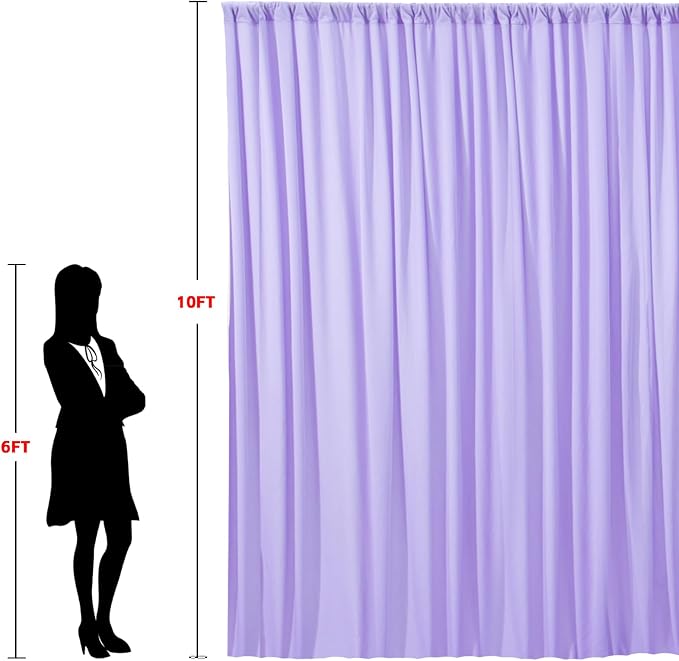 10x10ft Wrinkle Free Lavender Backdrop Curtain for Parties Soft Fabric Drapes Wedding Curtain Backdrop for Birthday Party Decorations Background for Photography 5x10ft,2 Panels