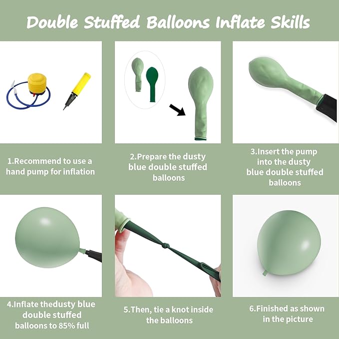108Pcs Dusty Green Double Stuffed Balloons Different Size, 18/12/10/5 inch Light Olive Mist Green Balloons Garland Arch kit for Baby Shower Neutral Birthday Bridal Party Decoration