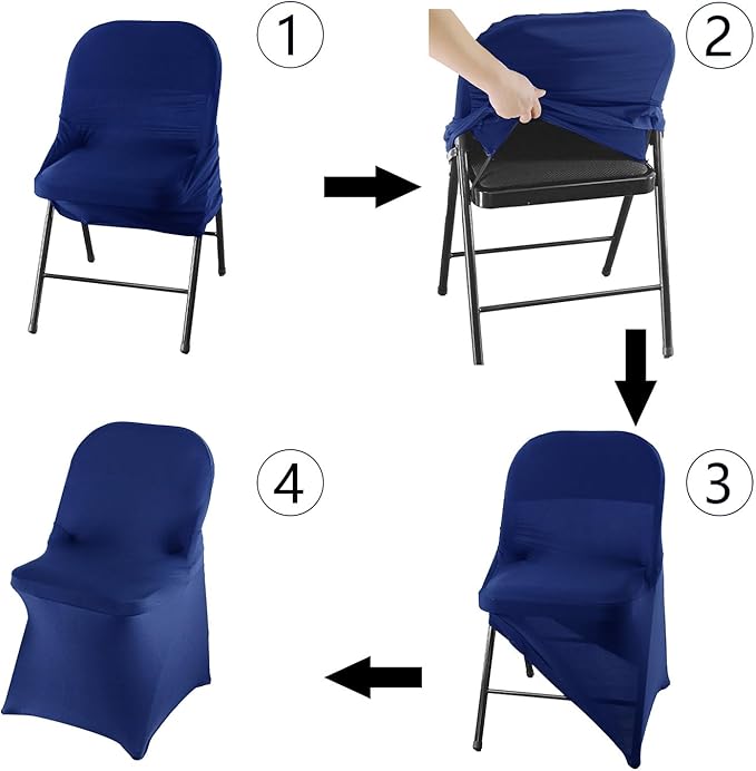 WELMATCH Royal Blue Spandex Folding Chair Covers - 50 PCS Weddding Events Party Decoration Stretch Elastic Chair Covers Good (Royal Blue, 50)