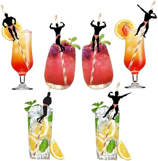 Bachelorette Naughty Straws, Stripper Pole Dancer Straw,24pcs Bachelorette Party Naughty Nye Paper Straw for Hens Girls Night Adults,Dancing MEN Confetti Thick Straws Ladies Bridal Shower Decoration
