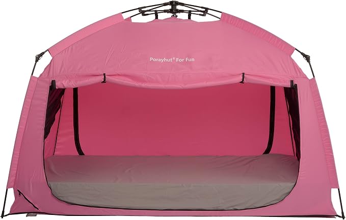 Indoor Instant Privacy Bed Tent for Sleeping,Quick Set-up Bed Canopies,Portable Bed Drapes with Large Space and 3 Doors (Pink, Twin)
