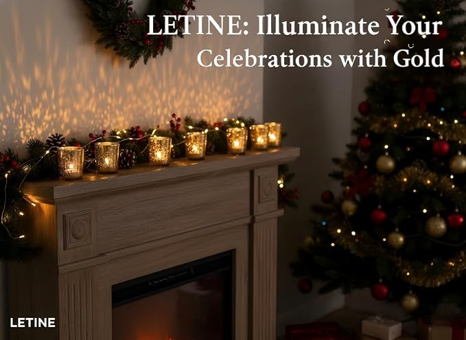 LETINE 6pcs Gold Votive Candle Holders – Tea Light Candles Holder & Standard Votive Size for Regular Votive Candles – Candle Holder for Home Decor, Garden Party Decorations, Engagement Table Decor