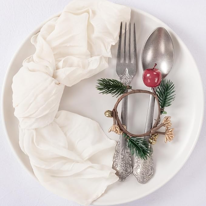 MLMC 10 Pack Cheesecloth Napkins Wedding Napkins 21"x21" Boho Reusable Napkins in Bulk for Wedding Bridal Baby Shower Events Table Decor Ivory White