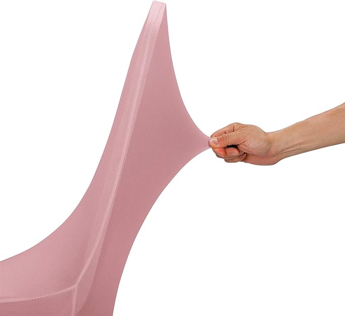 Peomeise Stretch Spandex Chair Cover for Wedding Party Dining Banquet Event (Dusty Rose, 6)