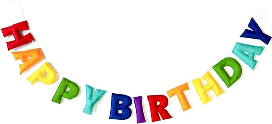 Pre-Strung Happy Birthday Banner - Felt Ball Garland, Rainbow Party Decorations, HAPPY BIRTHDAY Garland, Personalized Birthday Sign for Birthday Decor, Party Decor, Photo Prop (Rainbow Themed Happy Birthday Banner)
