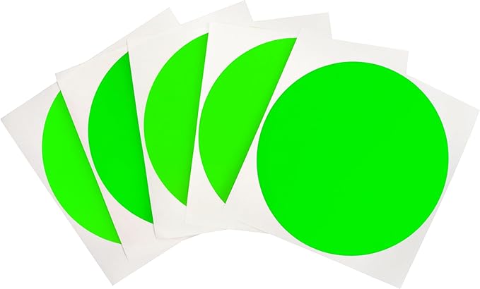 ChromaLabel 4 Inch Round Colored Stickers, High Visibility Removable Color Coding Labels, Easy to Write On Dot Stickers - 100 Sticky Dots per Pack, Matte Finish Fluorescent Green Sticker Labels