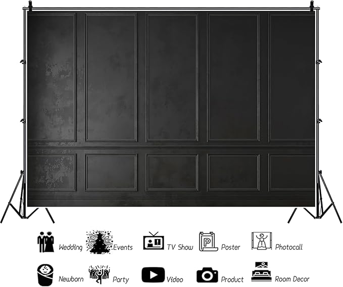 Baocicco 7x5ft Vintage Living Room Wall Backdrop for Photography Classic European Palace Black Wall Photography Background Birthday Party Wedding Graduation Events Photo Studio Video Background