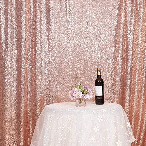 Eternal Beauty Rose Gold Sequin Backdrop, 7x7 Ft Glitter Background Curtains for Mother's Day Shimmer Photography Party Wedding Birthday Back Drop Decor