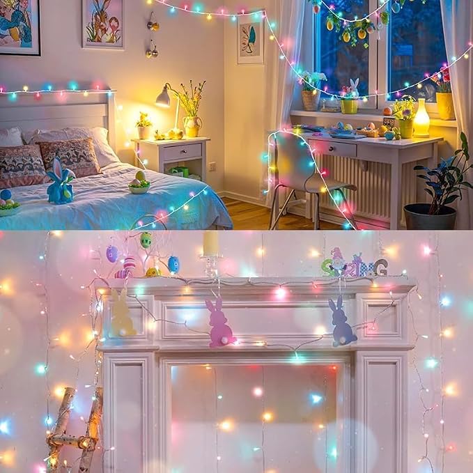 LAMPHOME 165FT 500 LED Colourful String Lights, 16 Modes Timer Clear Wire Fairy Lights, Waterproof Connectable Plug in Twinkle Lights for Indoor Outdoor Easter, Christmas, Wedding Party Decorations