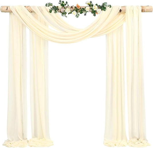 Wedding Arch Draping Fabric,1 Panel 28" x20ft Beige Wedding Arch Drapes for Ceremony Chiffon Fabric Drapes Arbor Drapery Wedding Arch Decorations for Reception Sheer Backdrop Curtains for Party Swag