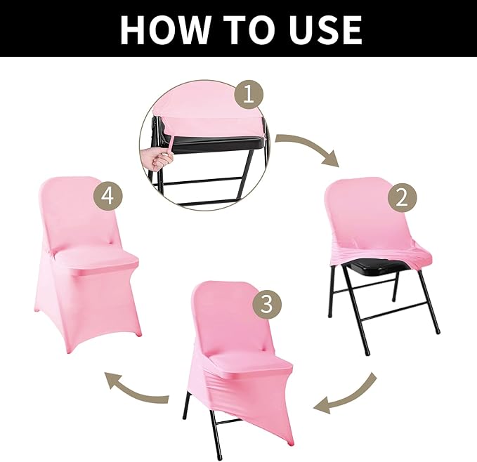 magalo 20 Pack Pink Spandex Folding Waterproof Chair Cover, Stretch Chair Cover Protector for Wedding, Party, Dining Banquet and Other Special Events