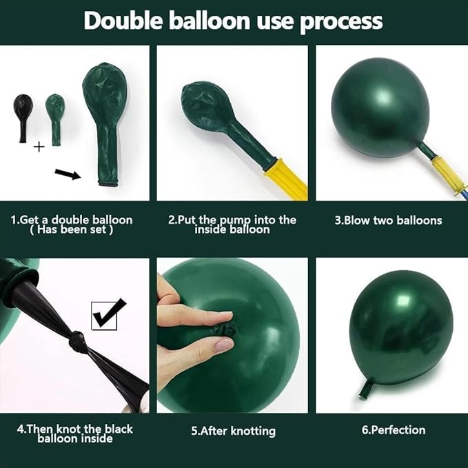 Dark Green Black Balloon Arch Double Stuffed Emerald Hunter Green, Pearl White Sand Gold Balloon Garland Kit for Birthday Wedding Anniversary Bridal Baby Shower Graduation Party Decoration