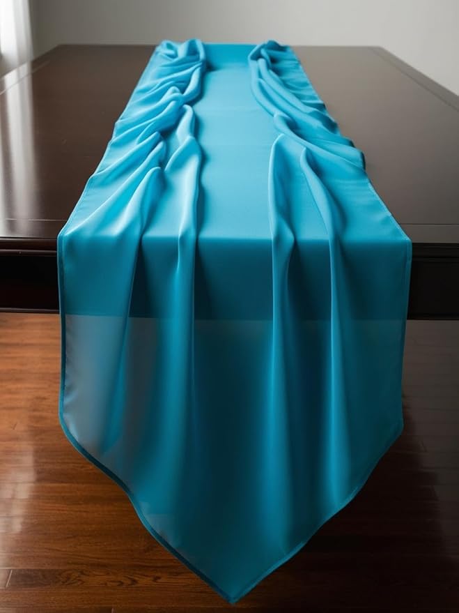 New Star Fabrics Chiffon Fabric, Continuous 60" Wide (30ft) Sheer Material, 100% Soft Polyester, Ideal for Wedding, Party, Event Decor, Draping, and Dresses (Turquoise, 5 Yards)