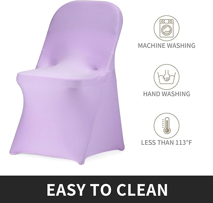 Peomeise Stretch Spandex Folding Chair Cover for Wedding Party Dining Banquet Event (Lavender,12pcs)
