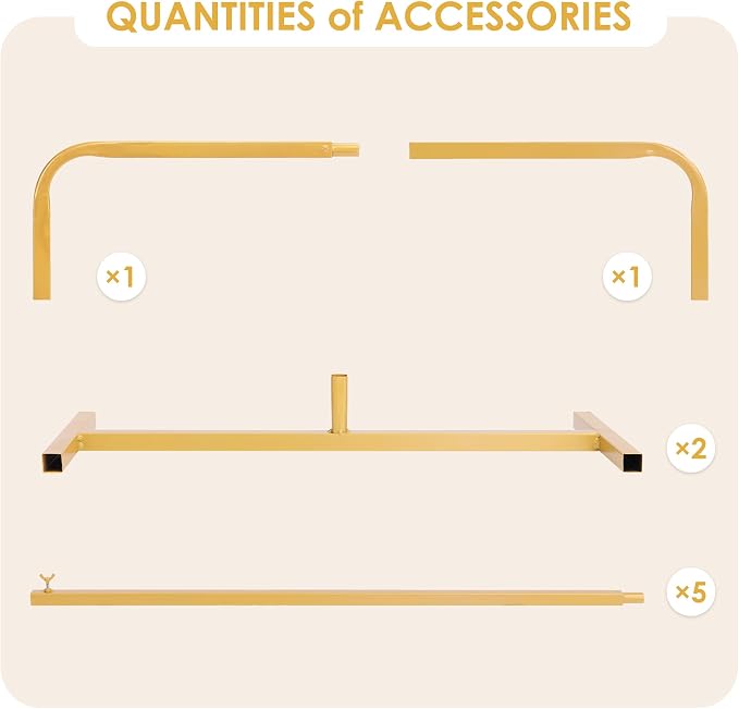 5.2 * 6.56 FT Metal Backdrop Frame Stand, Wedding Decor Flower Arbor Stand, Balloon Arch Backdrop, Golden