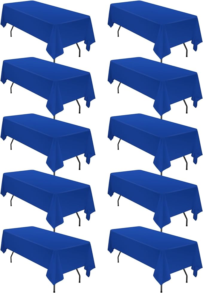 10 Pack 60 x 102 Inch Tablecloth, Royal Blue Tablecloth for 6 Feet Rectangle Tables, Stain and Wrinkle Resistant Washable Fabric Table Cloth for Wedding Party Dining Table Buffet Parties Camping