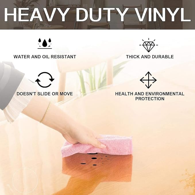 Clear Table Cover Protector 14 x 56 Inch, 1.5mm Thick Plastic Desk Protector Mat, Rectangular Waterproof PVC Clear Placemats, Vinyl Desk Cover for Desktop, Dining Room Table, Coffee End Table