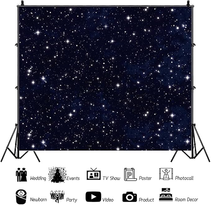 Leowefowa 12x8ft Vinyl Night Sky Star Backdrop Universe Space Theme Birthday Party Decor Banner Backdrop Galaxy Stars Photography Background for Baby Shower 1st Birthday Party Supplies Props
