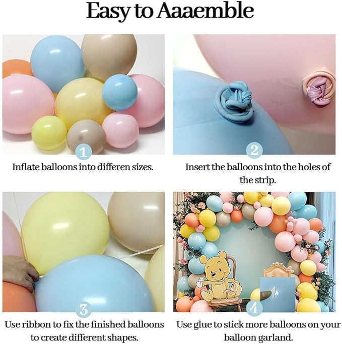 Yellow Blue Pink Balloon Arch Double Stuffed Pastel Pink Blue Yellow Peach Sand White Balloon Garland Kit for Baby Bridal Shower Birthday Wedding Fairy Easter Flower Spring Tea Party Decor