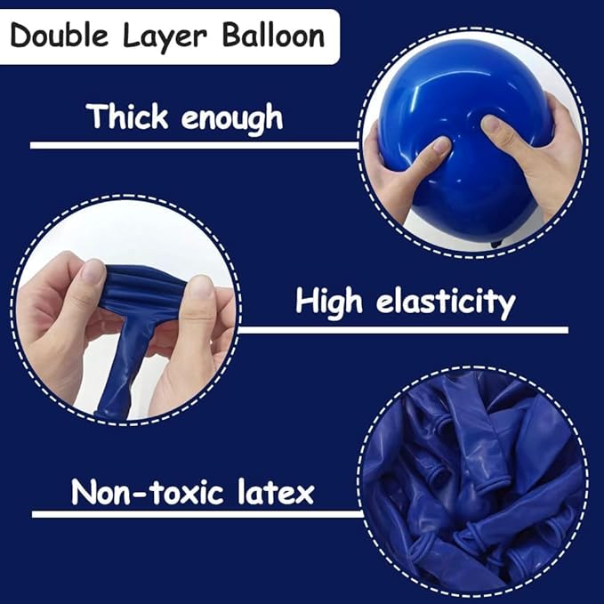 Royal Blue Latex Balloons Different Sizes Double Stuffed Dark Navy Blue Balloon Garland Arch Kit for Graduation Birthday Baby Shower Wedding Independence Memorial Day Party Decorations