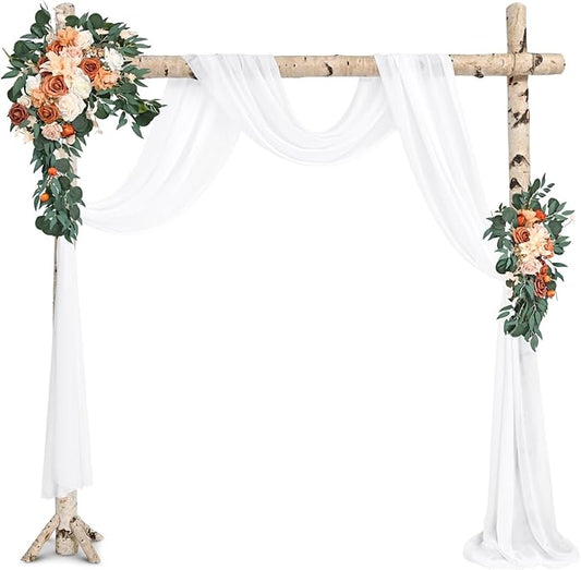 Wedding Arch Draping Fabric,1 Panel 28" x18ft Cream White Wedding Arch Drapes for Ceremony Sheer Chiffon Fabric Drapes Arbor Drapery Decorations for Reception Party