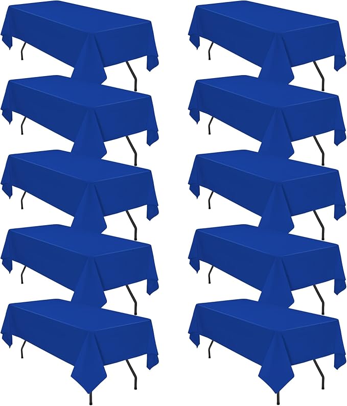 Pesonlook 10Pack Royal Blue Polyester Tablecloths, 60 x 102 Inch for 6ft Rectangle Tables Polyester Table Cover Washable Table Cloth for Wedding Reception Banquet Party