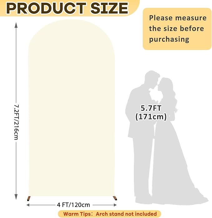 7.2ft Arch Backdrop Cover Ivory Arch Cover Spandex Fitted Arches Covers Stretchy Backdrop Cream Wedding Arch Covers Balloon Arched Stand Cover for Wedding Party Ceremony Decoration
