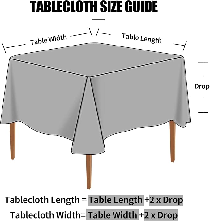 Smiry Square Table Cloth, Waterproof Heavy Duty Vinyl Tablecloths, Wipeable Washable Table Cover for Kitchen and Dining Room (Black, 54" X 54")