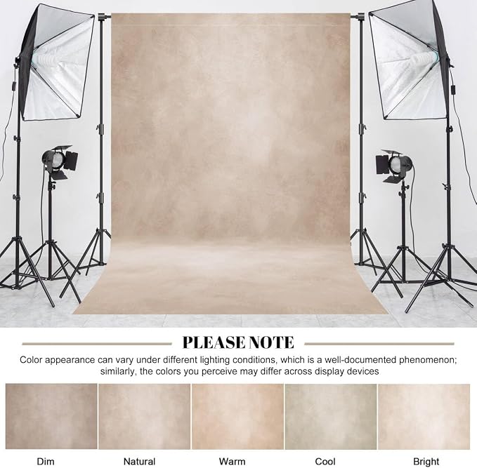 Abstract Professional Photography Backdrop for Portrait Photo Props Booth Background Photoshoot Studio with Polyester Fabric Roller Pocket on Top (8x14ft,Beige,No Stand)