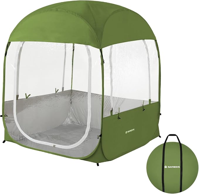 Raynesys Sports Tent, Portable & Foldable Pop Up Tents Shelter for 1-4 Person, Instant Weather Proof Clear View Bubble Tent with Carry Bag for Watching Sports Events, Camping, Fishing, Green