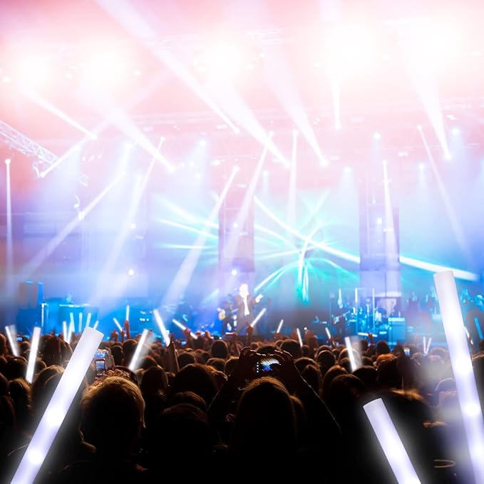 Yinder 12 Pcs LED Glow Sticks, 18.9 Inches Light up Batons with 3 Modes Flashing Light up Stick for Adult Concert Stage Wedding Raves Carnival Halloween Birthday Party (White)