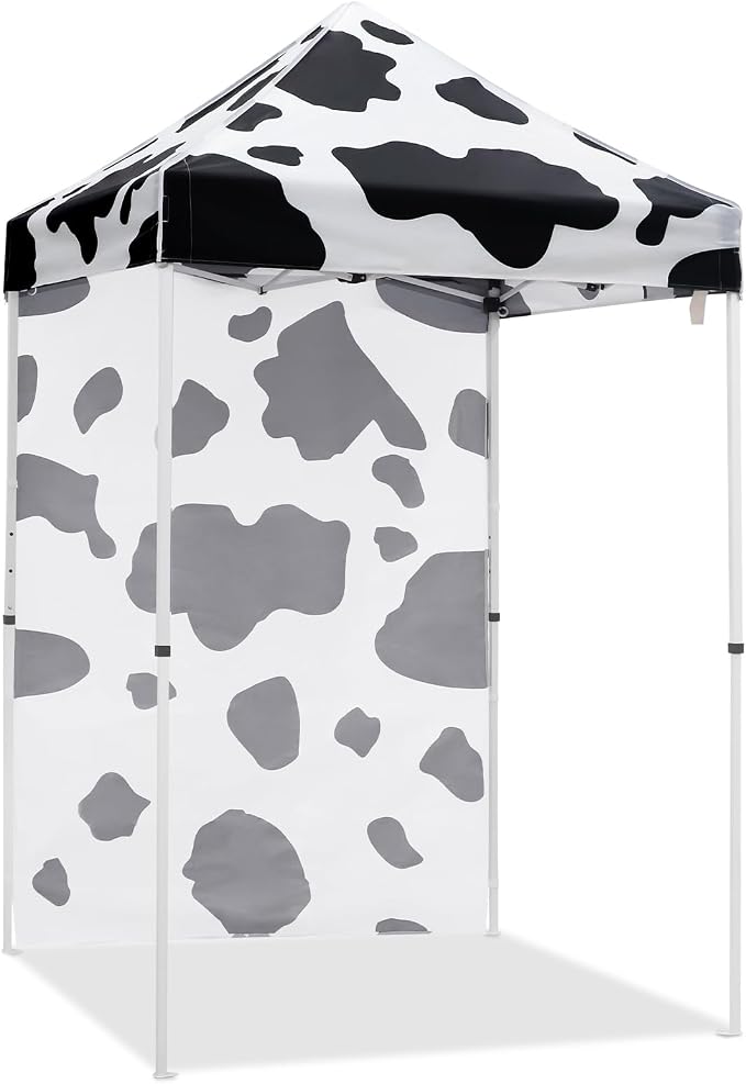 EAGLE PEAK Pop up Canopy 5x5, Outdoor Portable Canopy Tent with One Removable Sunwall, Carry Bag Included, Cow Print