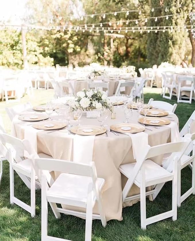 10 Pack Ivory Round Table Cloths, 90 inch Polyester Fabric, Wrinkle Resistant, Machine Washable, Perfect for Weddings, Parties, Everyday Use