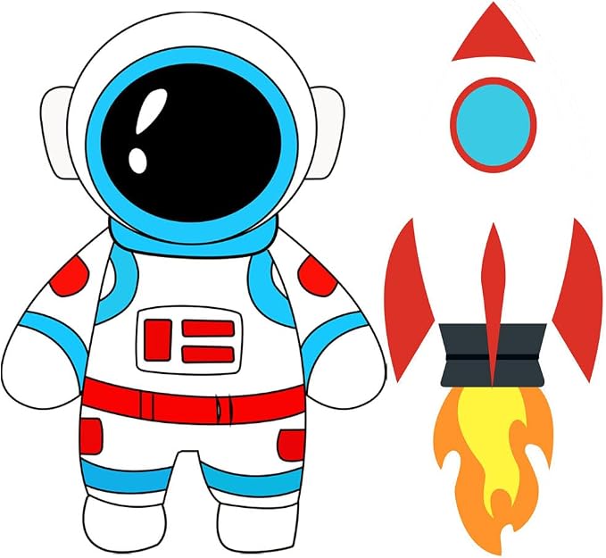 Outer Space Party Decorations 2 PCS Large Size Rocket and Astronaut Backdrop for Space Themed Decor Spaceship and Spaceman Cardboard Cutout for Science Party Spaceman Sign Birthday Photo Booth