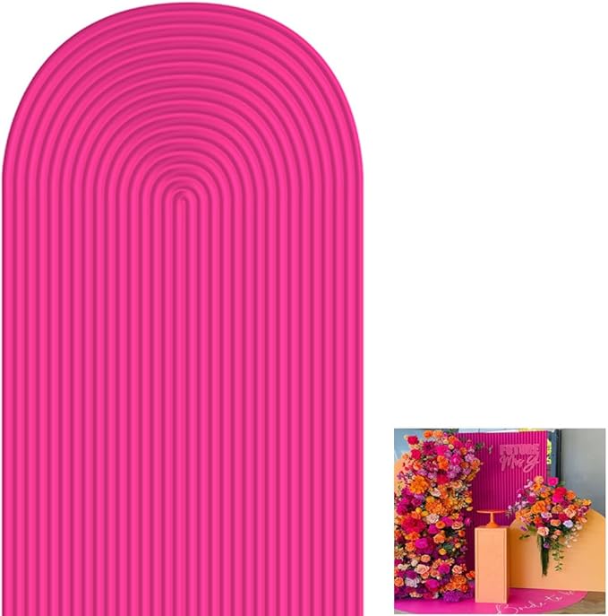2D Printed Ripples Party Arch Covers Arched Backdrop Cover Stretchy Cover for Party Decoration Round Top Frame Spandex Cover (Deep pink458,5x2.2ft)