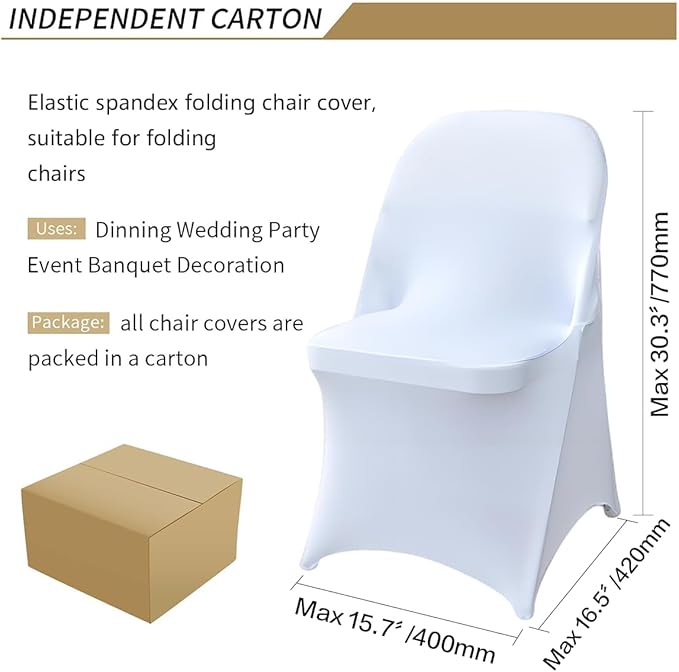 10 Pcs White Folding Chair Cover Washable Removable Universal Fitted Chair Cover Protector for Wedding Party Banquet Holidays Celebration Decoration Chair Covers