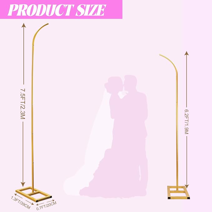 Wedding Arch Backdrop Stand, Metal Arch Stand Wedding Arch Frame Wedding Arches for Ceremony Gold Arch Backdrop Flower Arch Stand Floral Arch Birthday Party, Graduation Background Decoration
