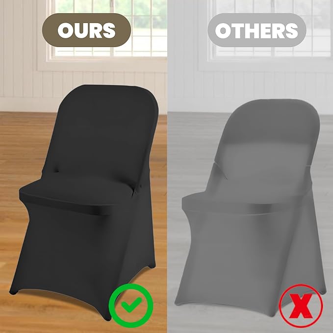 Folding Chair Covers 30 PCS Stretch Spandex Chair Covers Upgraded Universal Washable Fitted Chair Slipcovers Protector for Party, Wedding, Holidays, Banquet, Celebration (Black, 30 PCS)